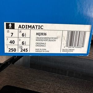 Adiimatic Adidas size 7 black and green new in box